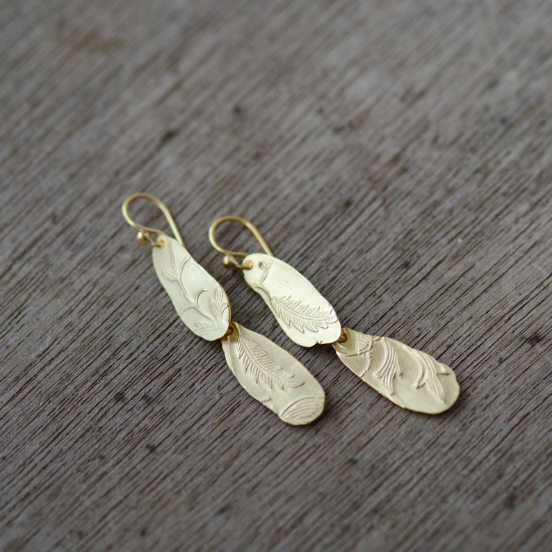 Long Layered Golden Keepsake earrings image 5