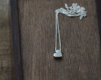 3D Minimal Silver Heart long necklace