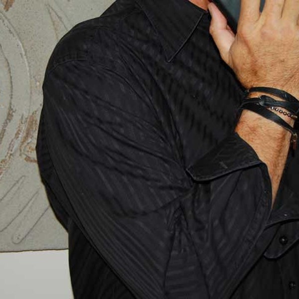 Black Leather Wrap Bracelet |Johnny Cash|Sterling|Mens Leather Cuff, Leather Bangle, Personalized, Men's leather bracelet, Unisex Custom Cuf