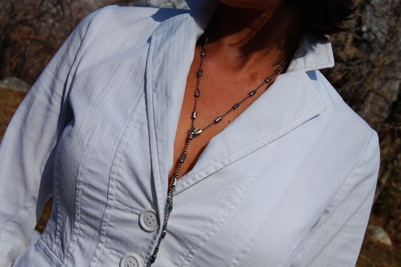 Womens Sterling Silver Chain and Turquoise Bracelet | The Cleopatra image 3