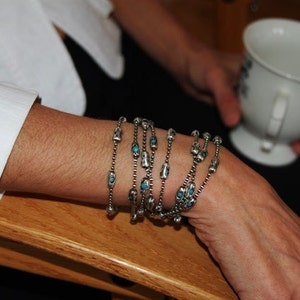 Womens Sterling Silver Chain and Turquoise Bracelet | The Cleopatra image 1