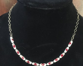 Swarovski Crystal Red Rose Necklace | Sterling Silver Red Necklace | Gift of a Dozen Roses to wear forever to be reminded of beautiful Love