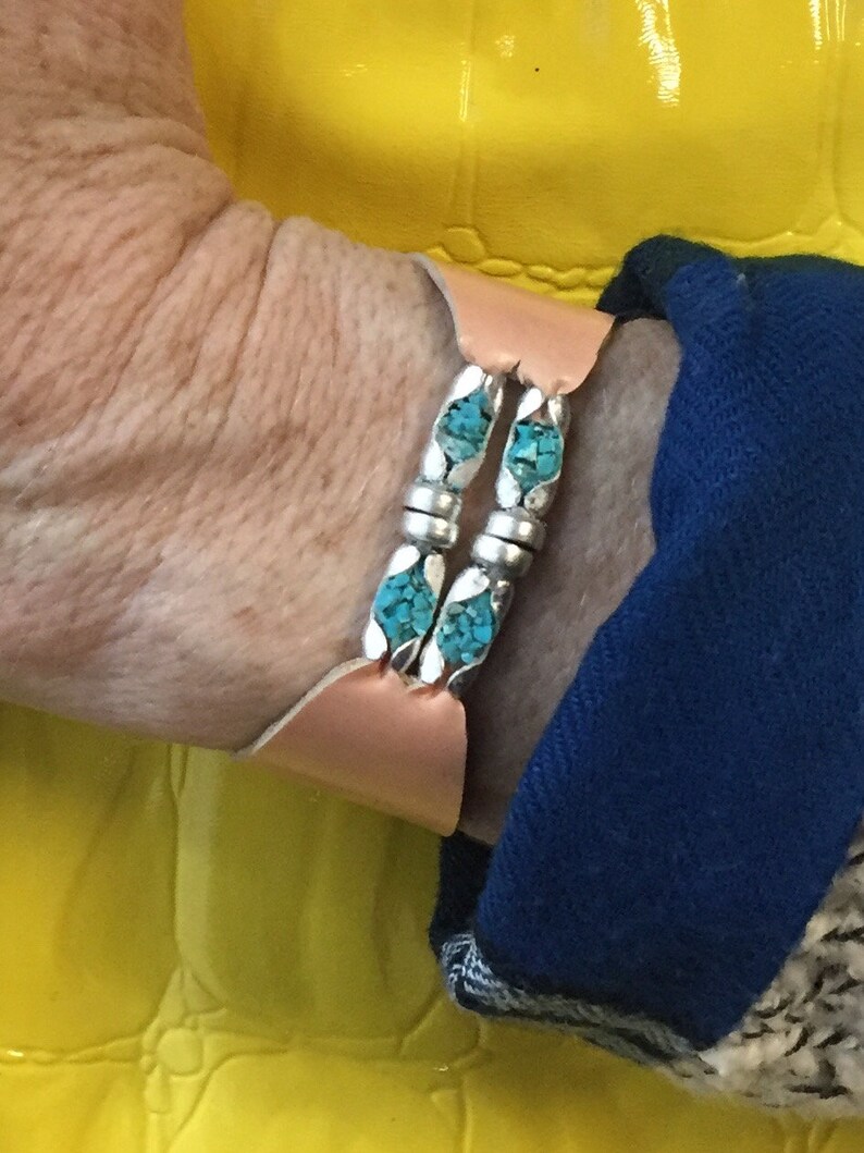 Womens Leather Cuff Bracelet Pink Cadillac Sterling Etsy