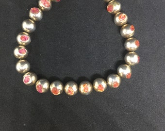 Swarovski Crystal Ball Sterling Bracelet Necklace , Red and Pink Crystal Ball Bangle, Versatile Jewelry