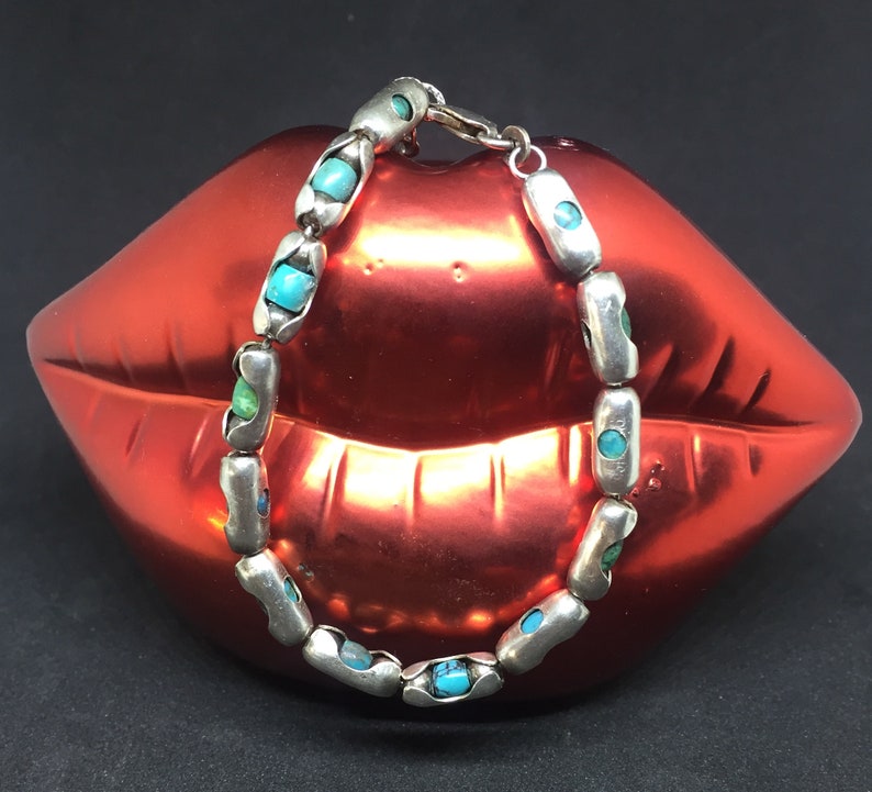 Turquoise Oxidized Sterling Silver Bracelet, Adjustable Bangle Turquoise Bracelet , Unisex, Personalized custom made, Mens, Womens image 1