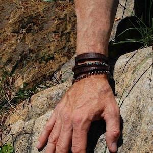Turquoise Leather Wrap Bracelet | Antiqued Sterling Silver, Unisex