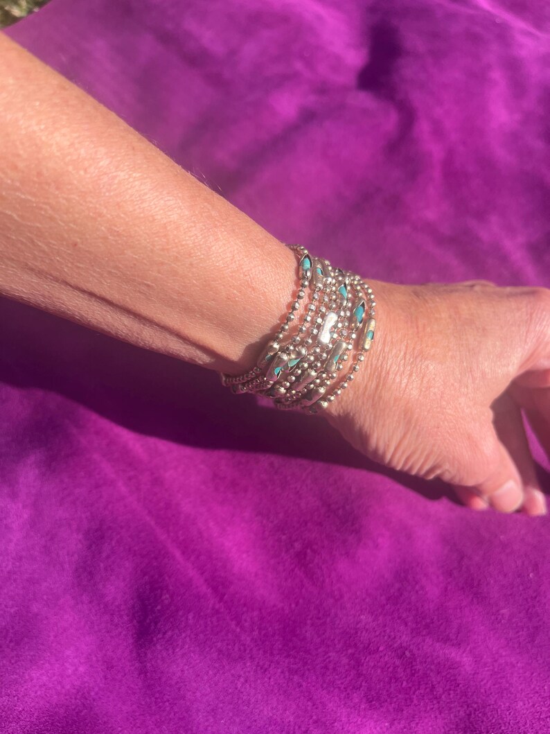 Womens Sterling Silver Chain and Turquoise Bracelet | The Cleopatra image 5