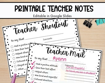 Printable Teacher Notes