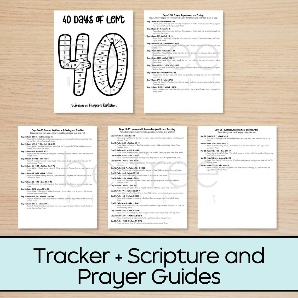 40 Days of Lent Printable Tracker + Scripture & Prayer Guide | Lenten ...