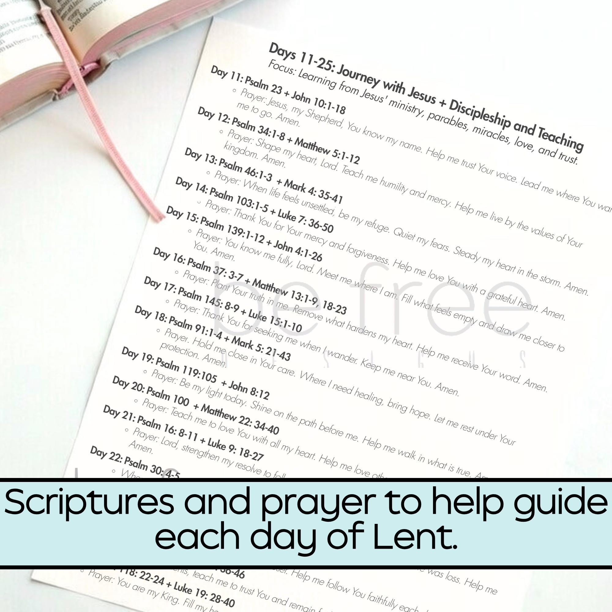 40 Days of Lent Printable Tracker + Scripture & Prayer Guide | Lenten ...