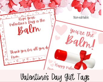 Printable Valentine's Gift Tags, Instant Download Gift Tags for Teachers, Teacher Nurse Employee Staff Appreciation