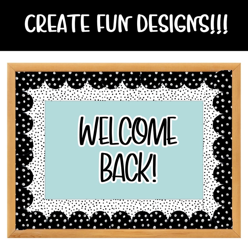 Black and White Bulletin Board Border, Geometric Bulletin Board Boarder, Classroom Decor, Bulletin Board Trim, Printer Friendly Border image 4