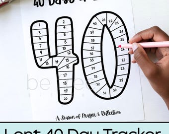 40 Days of Lent Printable Tracker + Scripture & Prayer Guide | Lenten Devotional PDF |