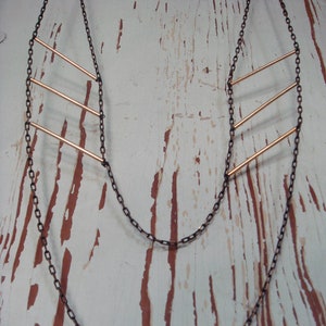 SALE - Two Tier Black & Gold Rib Necklace