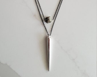 Two Tier Pyrite and Spike Necklace