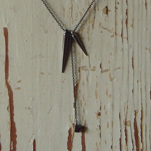 Two Spikes with Cube Drop Necklace