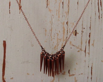 Copper Spike Fringe Necklace