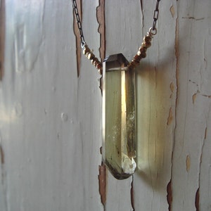 Oval and Diamond Lemon Smoky Quartz Necklace image 1