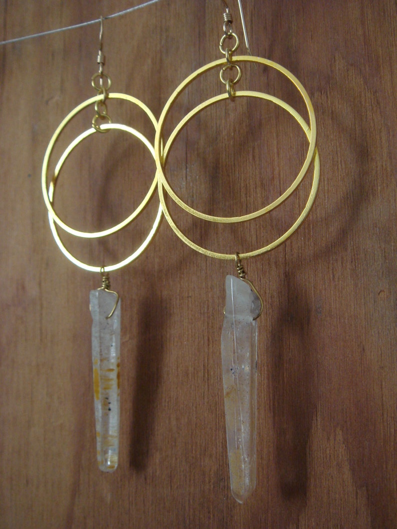 Cacoxenite Crystal Eclipse Earrings image 3
