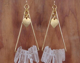 Raw Crystal Fan Earrings