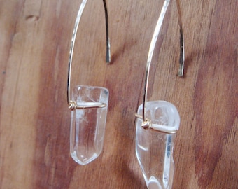Clear Quartz Hook Earrings