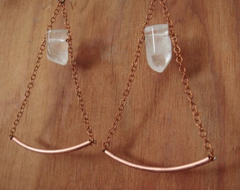 Copper Arc Crystal Swing Earrings