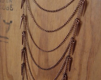 Copper Spiked Tiered Necklace