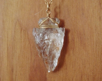 Clear Quartz Arrowhead Gold Filled Necklace