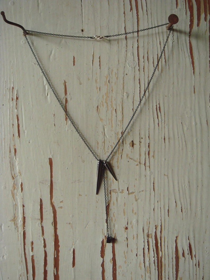 Two Spikes with Cube Drop Necklace image 1