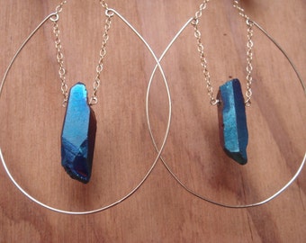 Aura Quartz Gold Drop Earrings