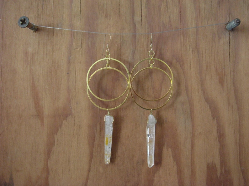 Cacoxenite Crystal Eclipse Earrings image 2