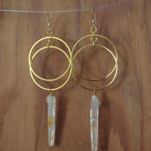 Cacoxenite Crystal Eclipse Earrings image 1