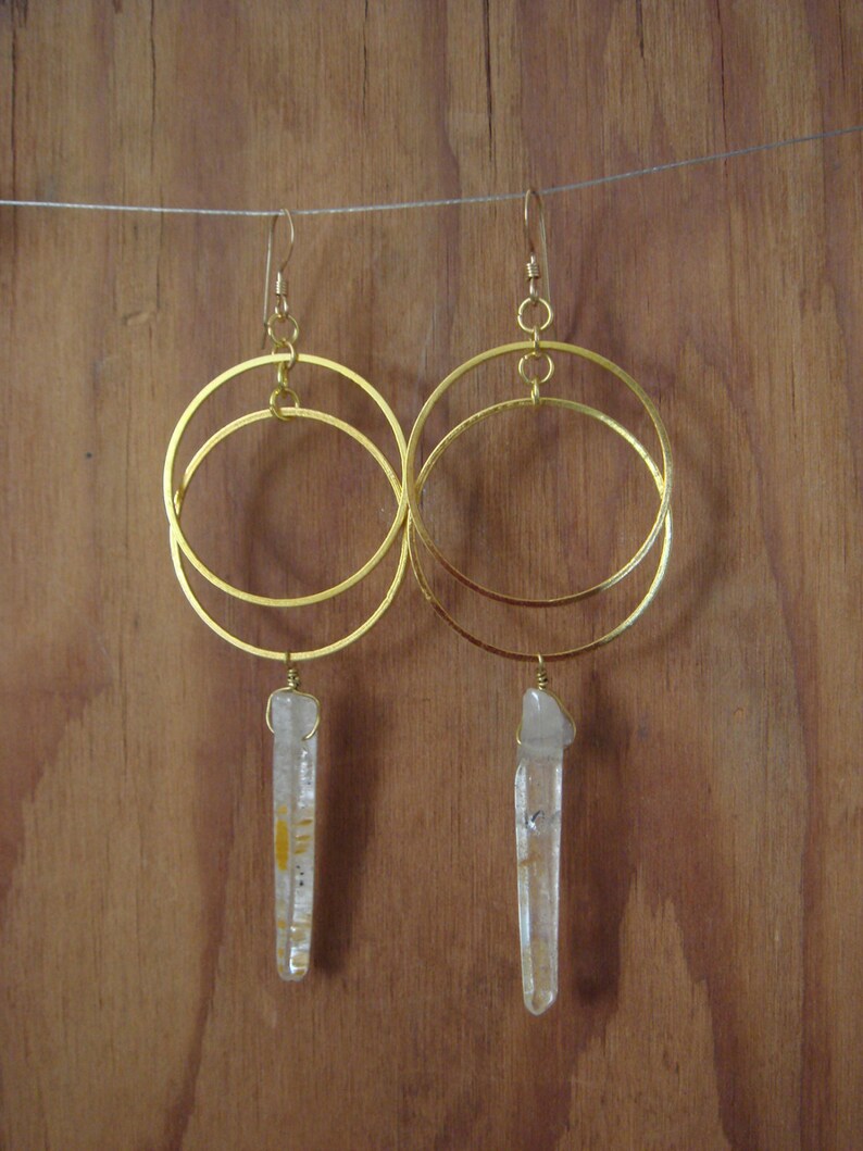 Cacoxenite Crystal Eclipse Earrings image 1