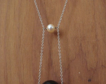 Pearl & Tourmalated Quartz Sphere Necklace