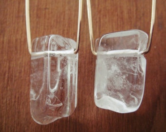 Pendientes de cristal de cuarzo rectangular