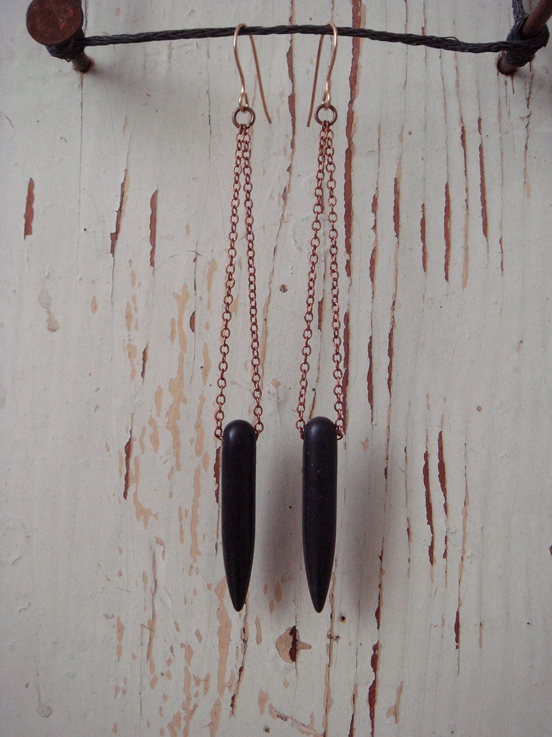 Black Howlite Spike Earrings image 1