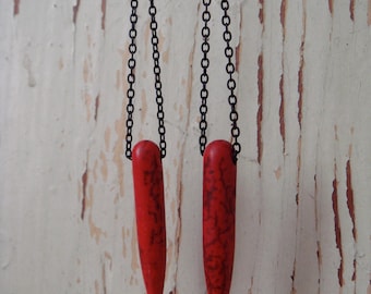 Red Howlite Spike Earrings