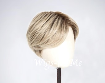 Handmade wig, blend hair: mix of synthetic and human hair, different colors available, lace front cap, shorty model