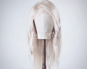 Handmade wig, 100% European human hair, platinum white blonde, full lace or lace front cap, Barbara model