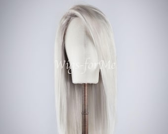 Handmade wig, 100% European human hair, platinum blonde, full lace or lace front cap, ice style