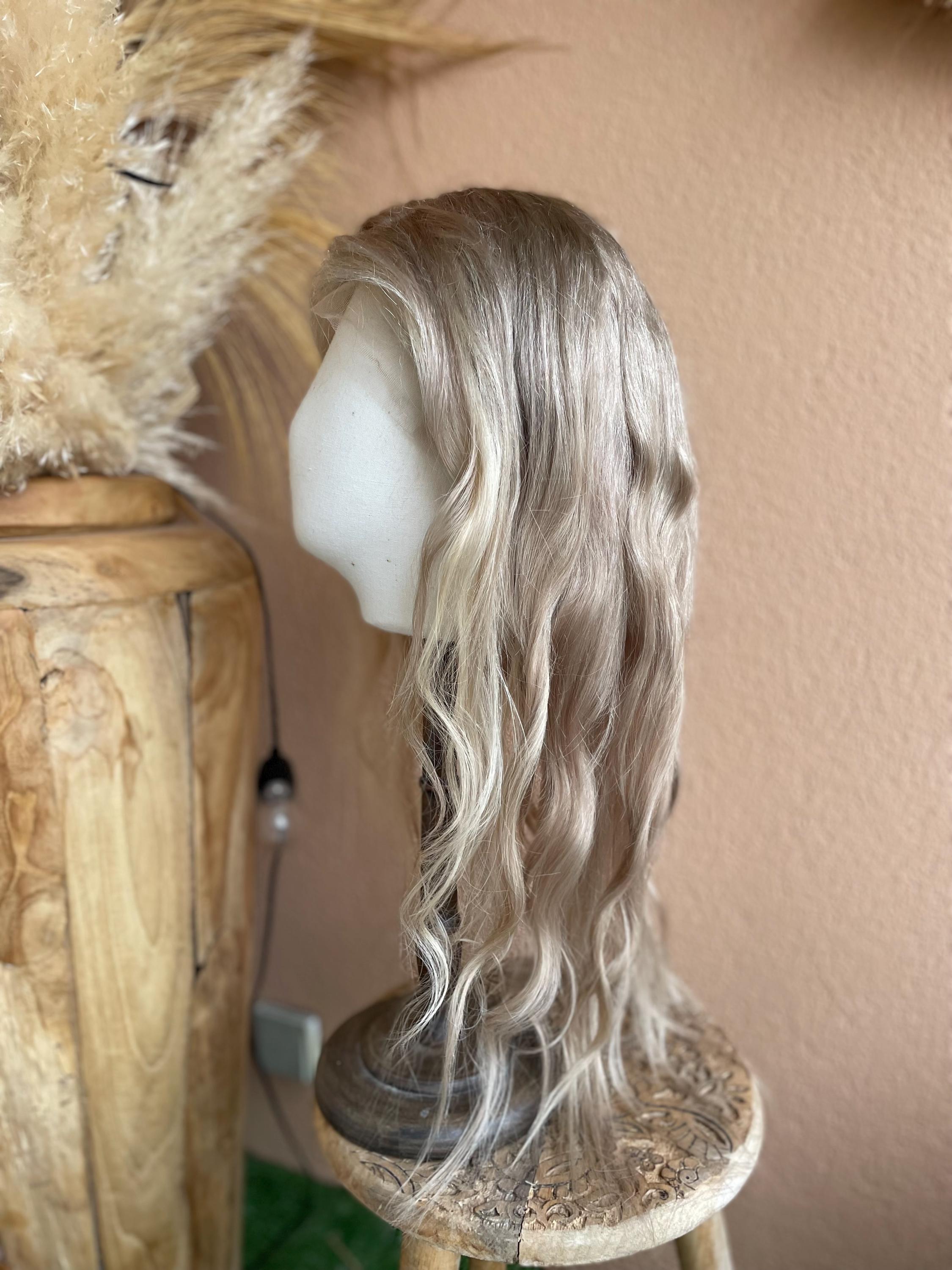Handmade Wig, 100% Human Hair, Ash Blonde Balayage, Full Lace or Lace ...