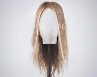 Handmade wig, 100% European human hair, natural blonde, full lace or lace front cap, model Gigi