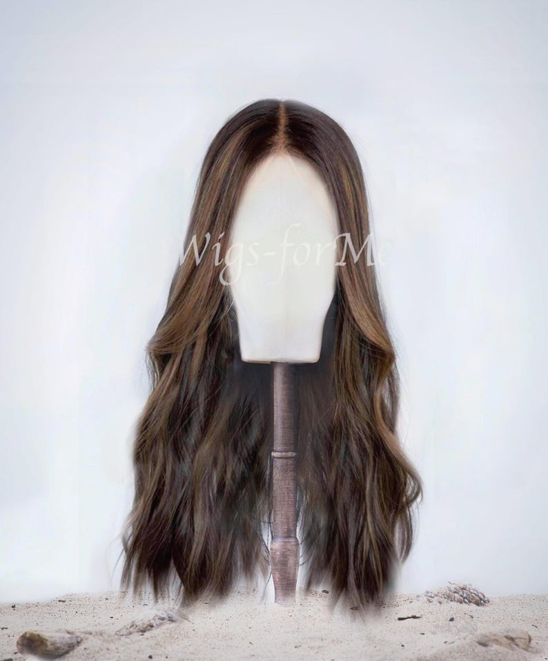 Handmade Wig, 100% European Human Hair, Light Balayage, Chestnut Base ...