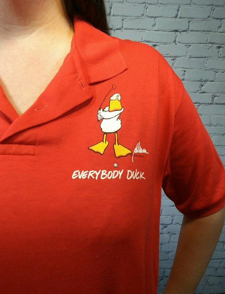 Duck Shirt EVERYBODY DUCK 80s Animal Polo Shirt Pun Joke Etsy