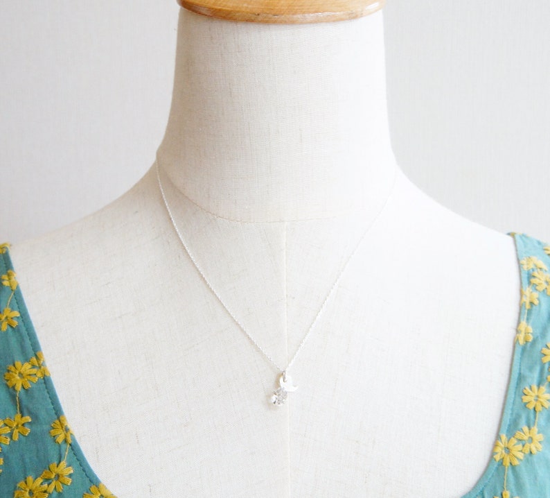 Amulet Jewelry Lucky Charm Necklace Herkimer Diamond Magatama Silver Necklace Healing Quartz Pendant
