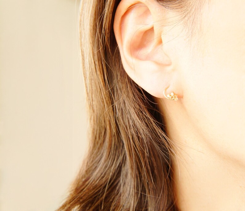 Tiny Solid Gold Earrings. Japanese Orange Coral 14k Gold Studs No Dyed Natural Coral Earrings