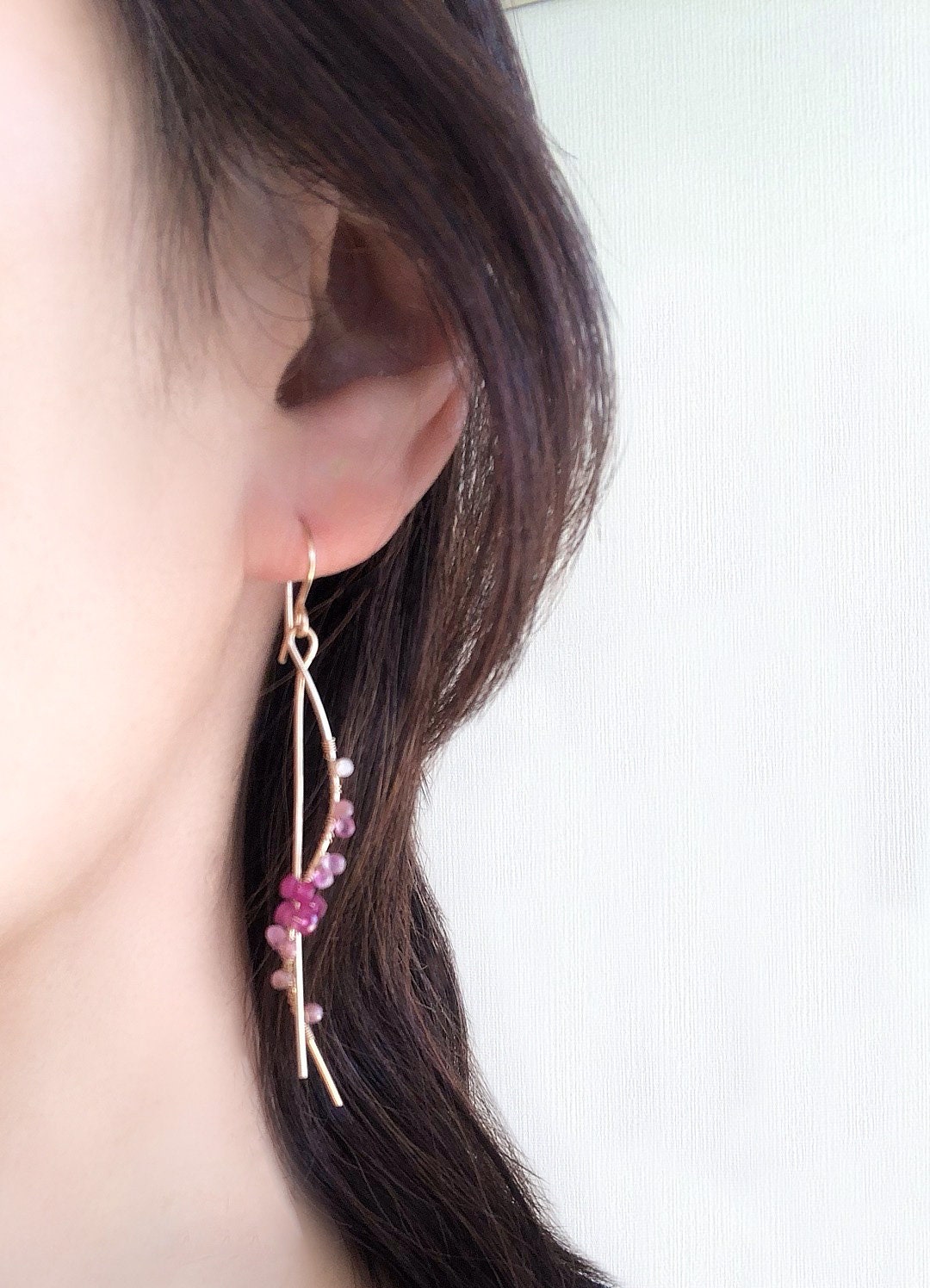 Pink Ruby Earrings Cherry Blossom Earrings Sapphire 14k Gold | Etsy