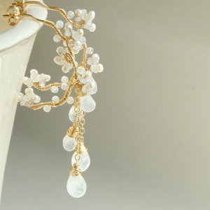 Rainbow Moonstone Chandelier Earrings, 14K Gold filled Sterling silver
