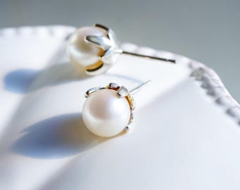 Akoya Pearl Stud Earrings: Sterling Silver, Simple Everyday Jewelry