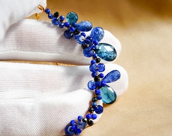 Kyanite Crescent Moon Pendant 14K Gold Filled Gemstone Necklace